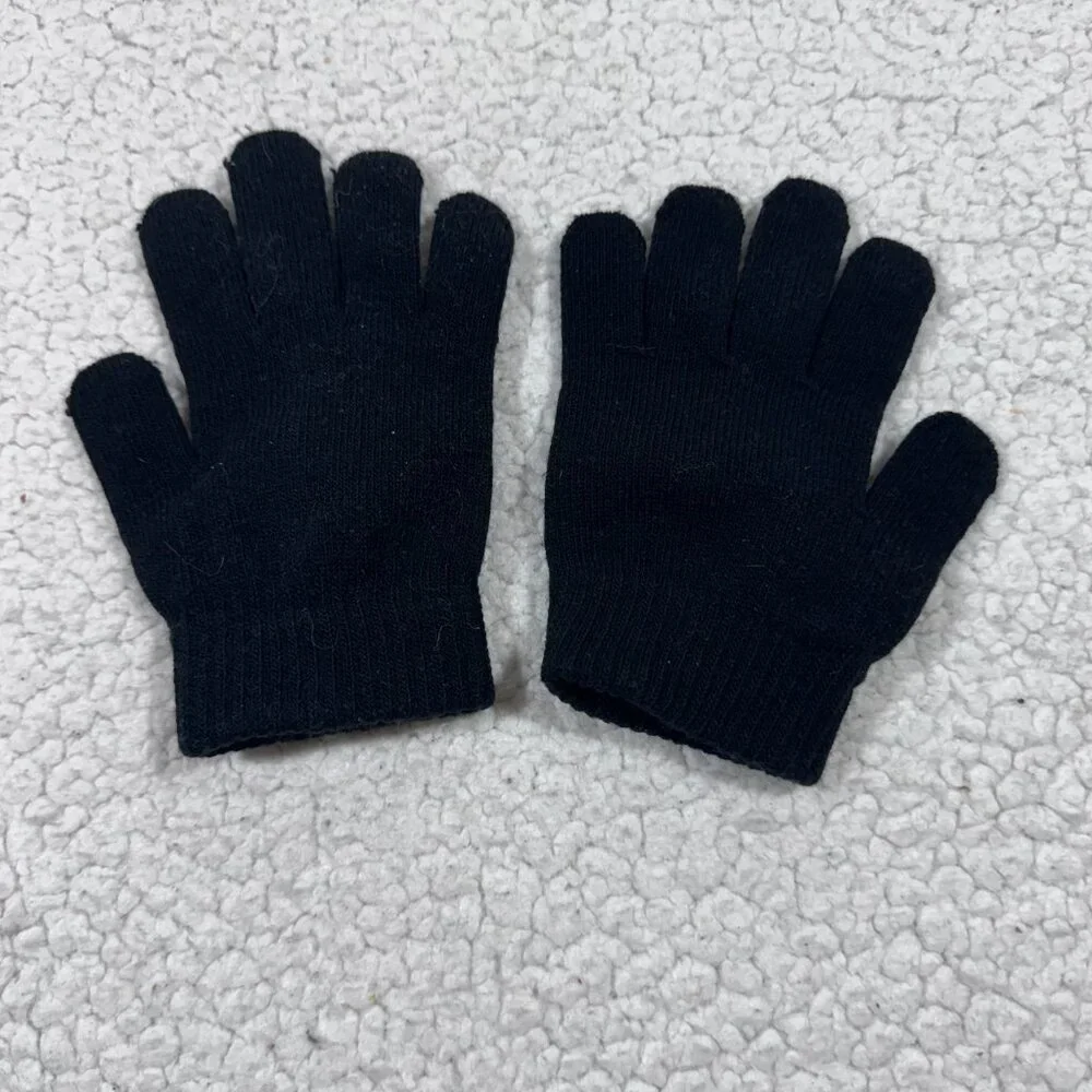 Nike Swoosh Black Knit Gloves Size Youth Kids Boys Girls Unisex